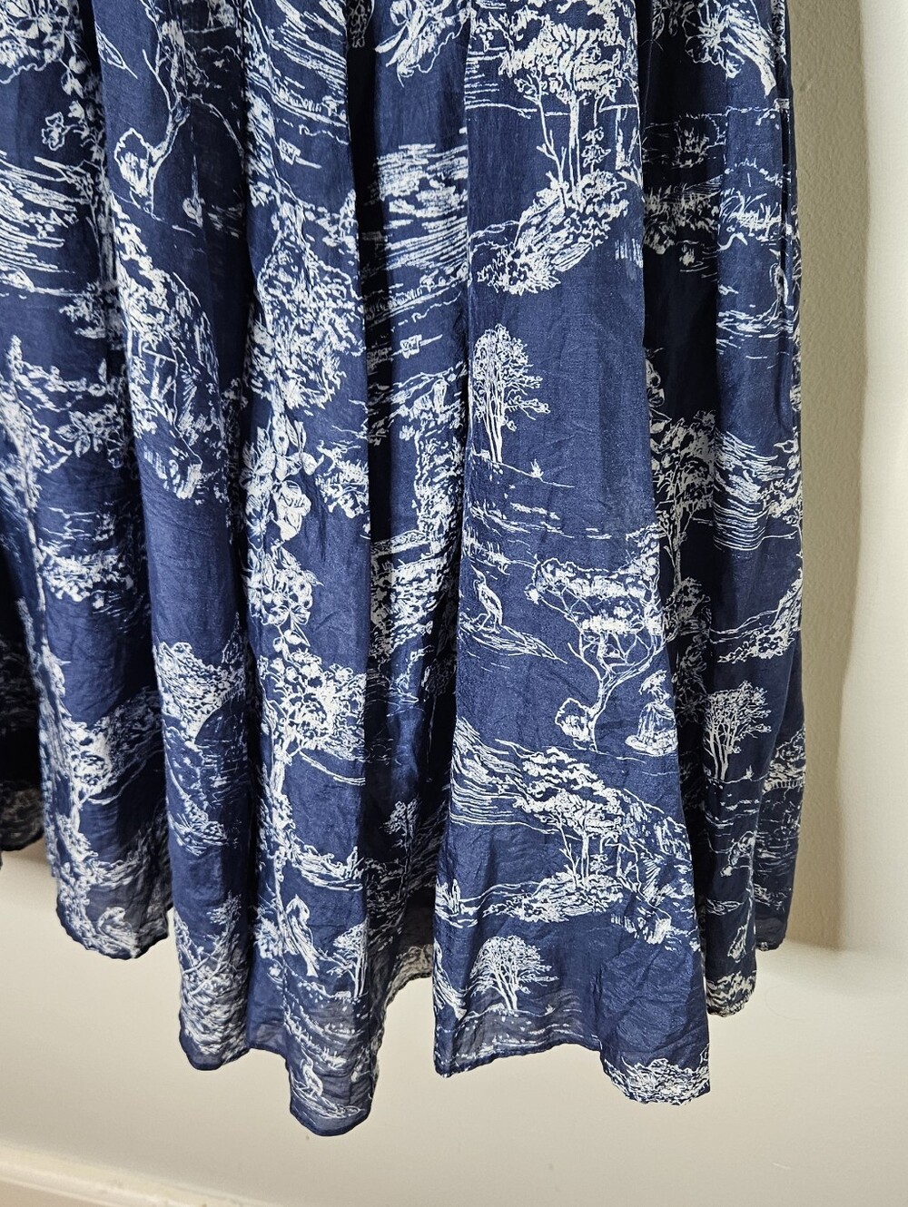 LoveShackFancy Rosetta Toile Print Navy Maxi Midi Skirt Small S Cotton Silk - Picture 4 of 10